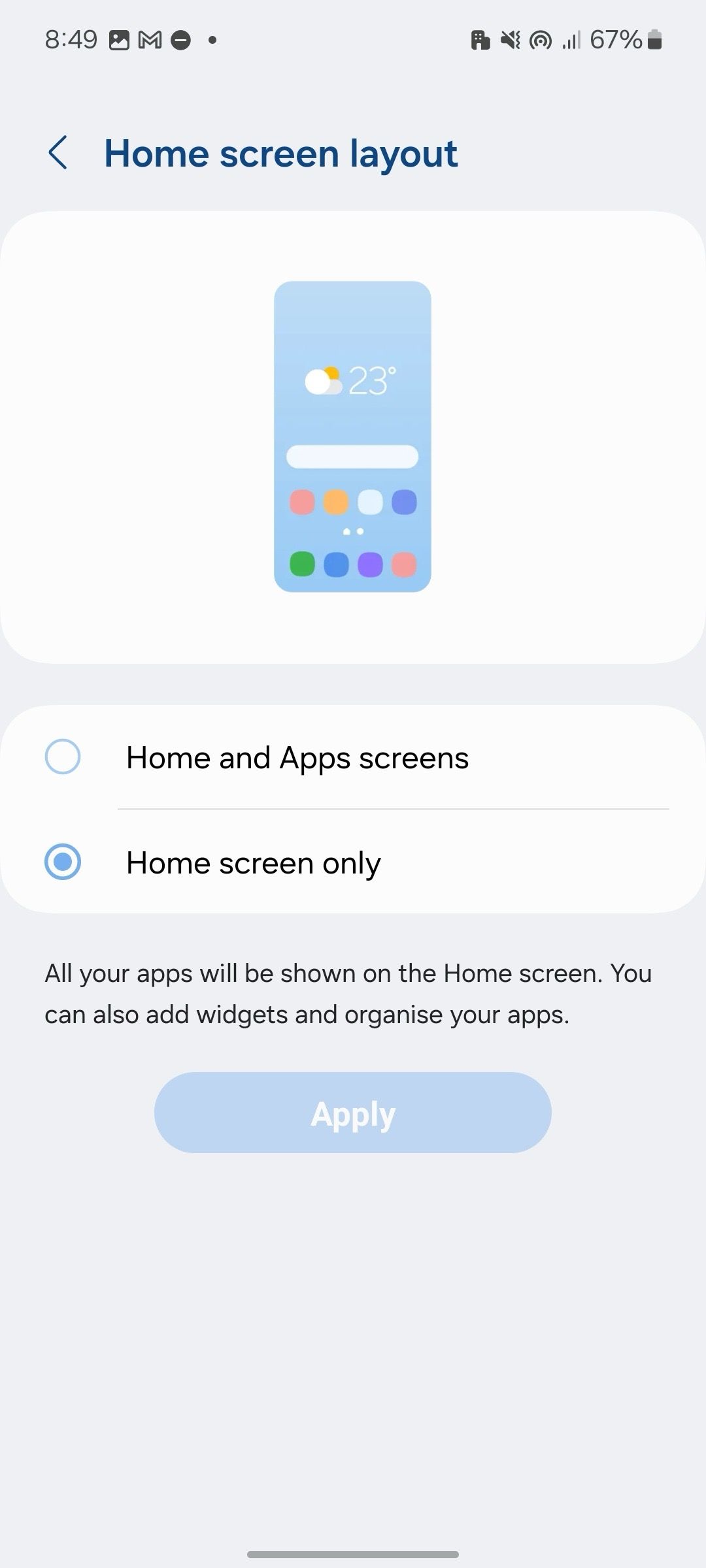 set home screen only for Samsung phones