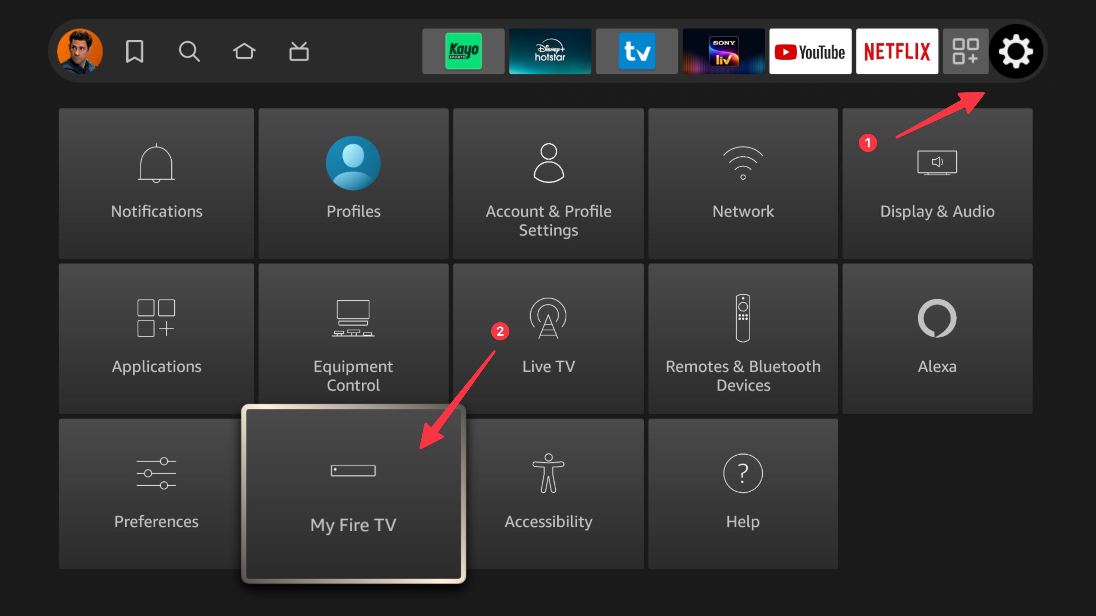 mở menu My Fire TV