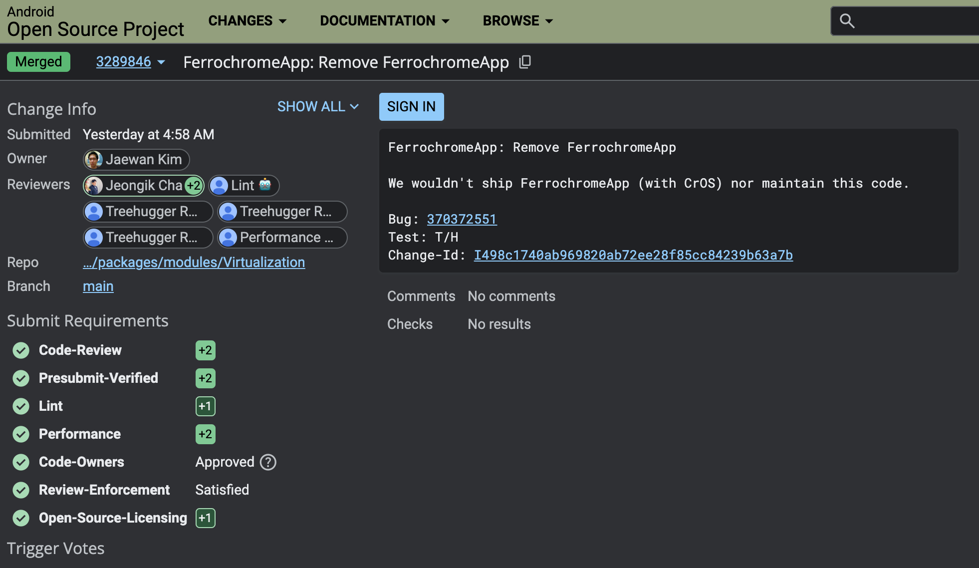 ferrochrome project in Android open source
