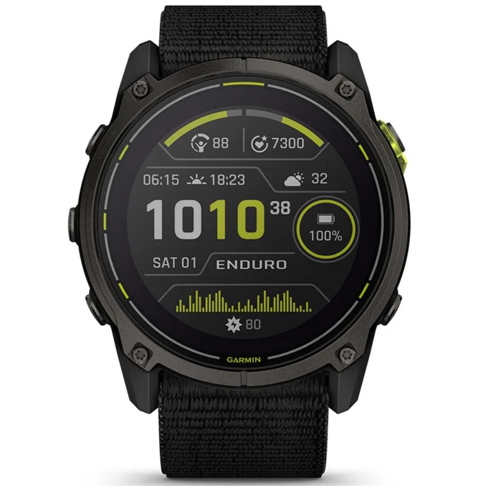 The Garmin Enduro 3 against a white background