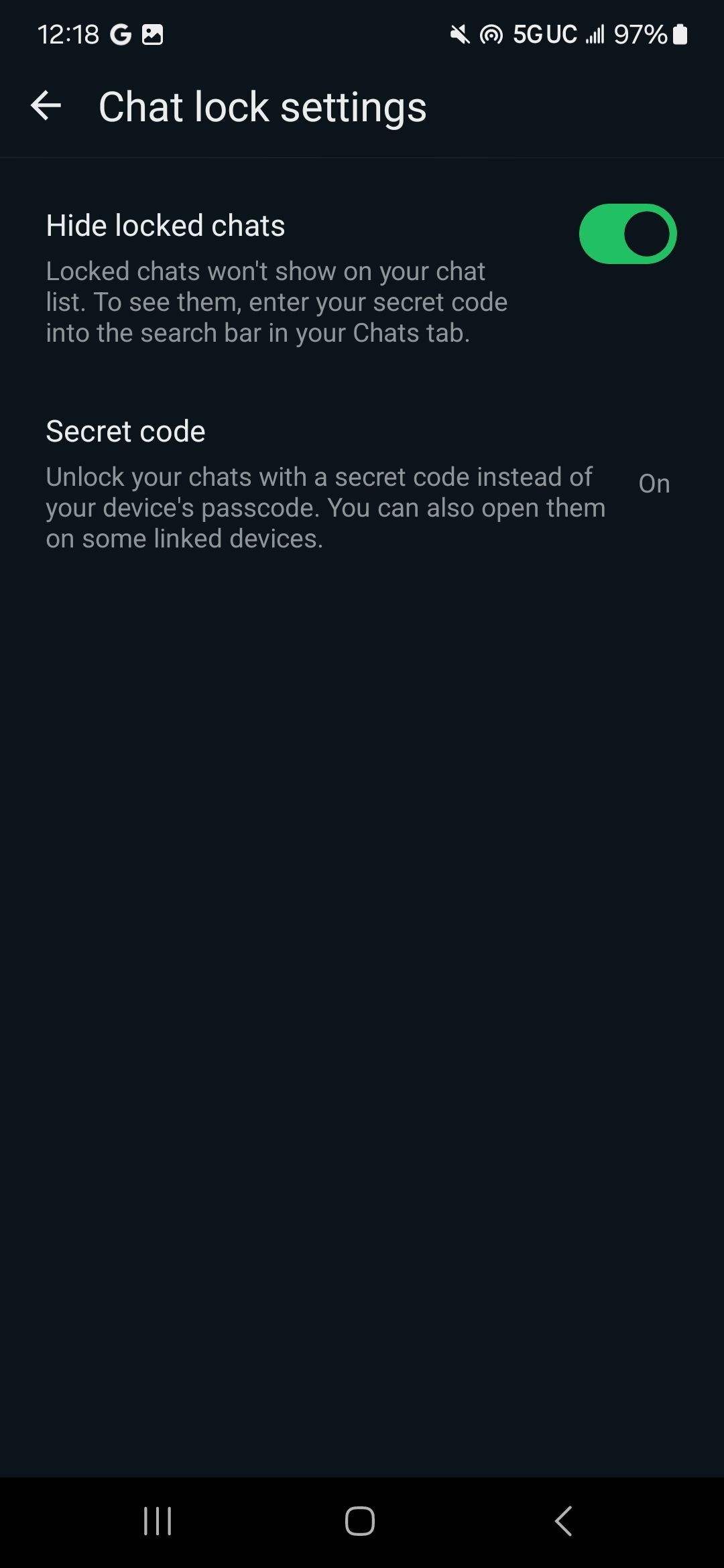 Hide locked chats on the Chat Lock settings page