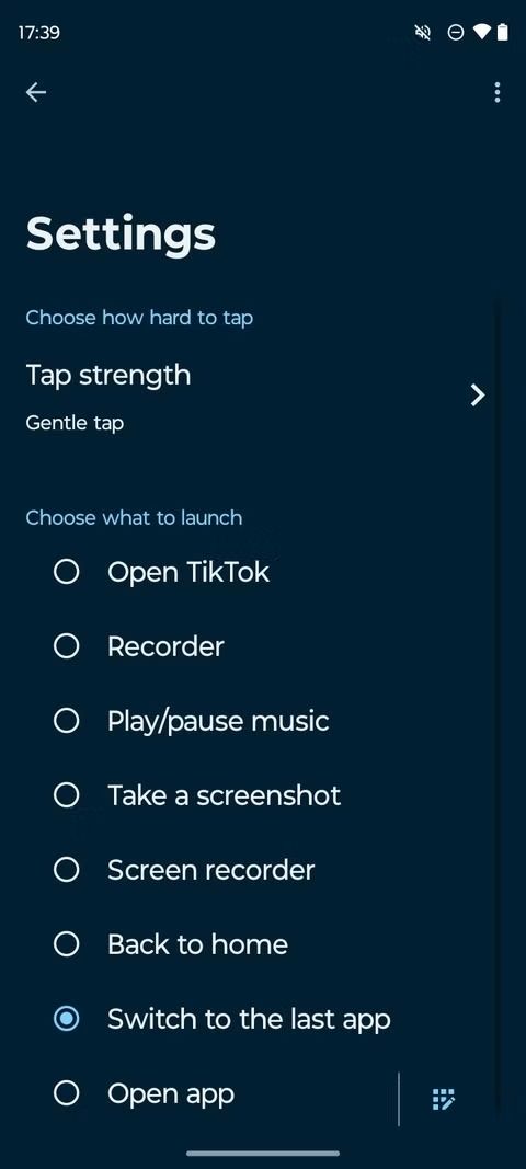 Screenshot of the Quick launch options on the Moto G Stylus 5G 2024