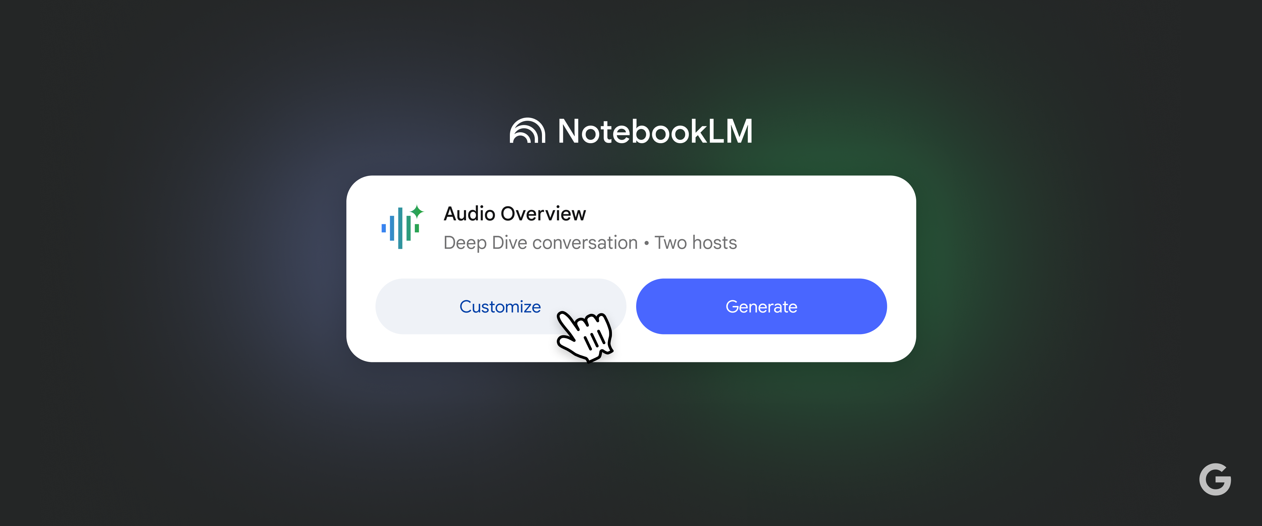 Render showing new options for NotebookLM's Audio Overview "AI podcast" feature.