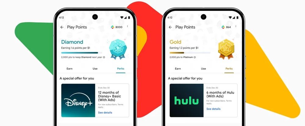 Play Points Disney and Hulu options on phones