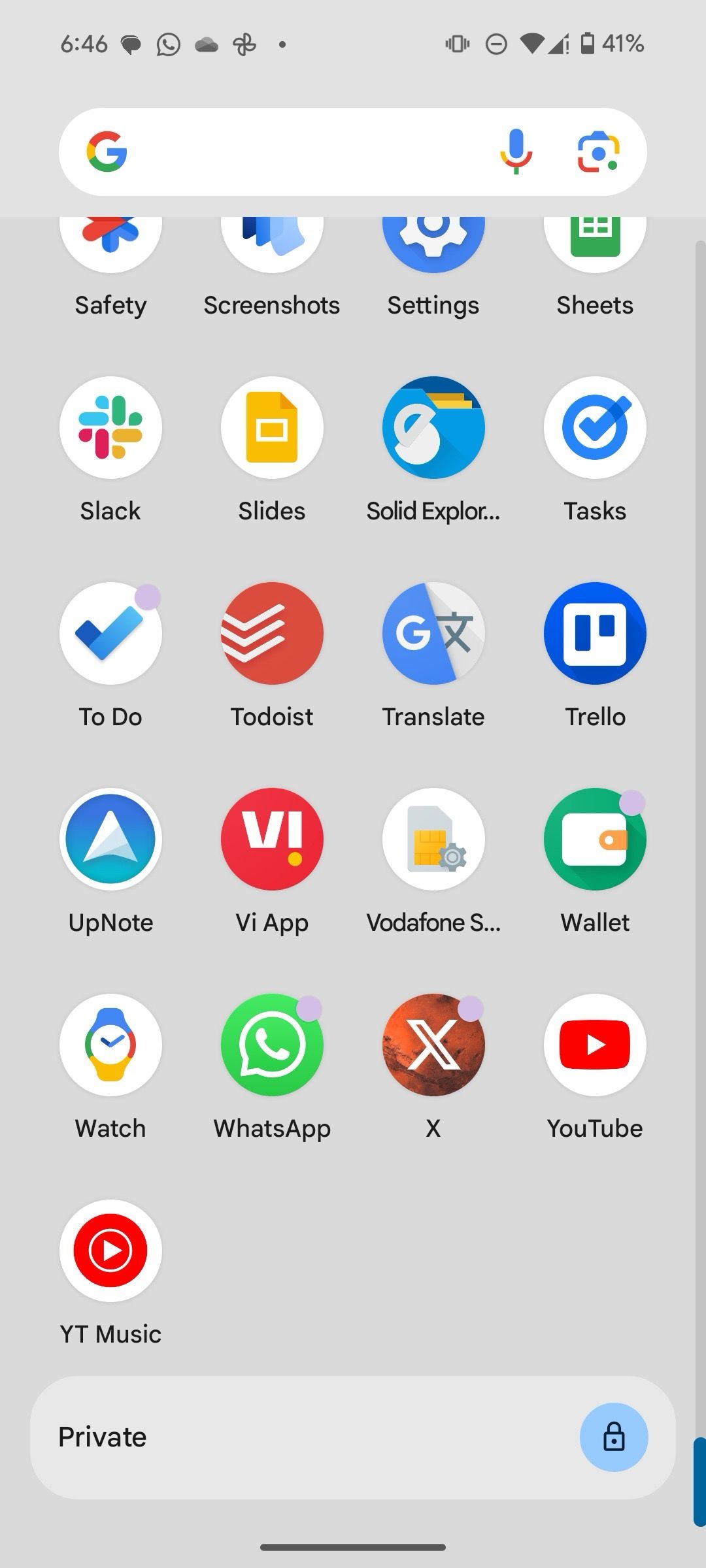 Locked private folders on Android