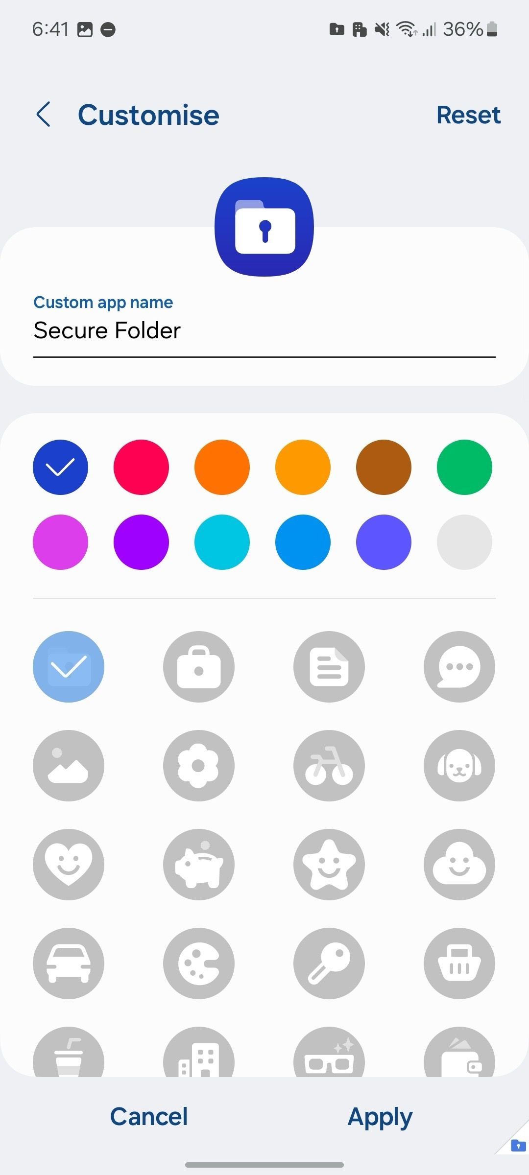 Customize secure folders