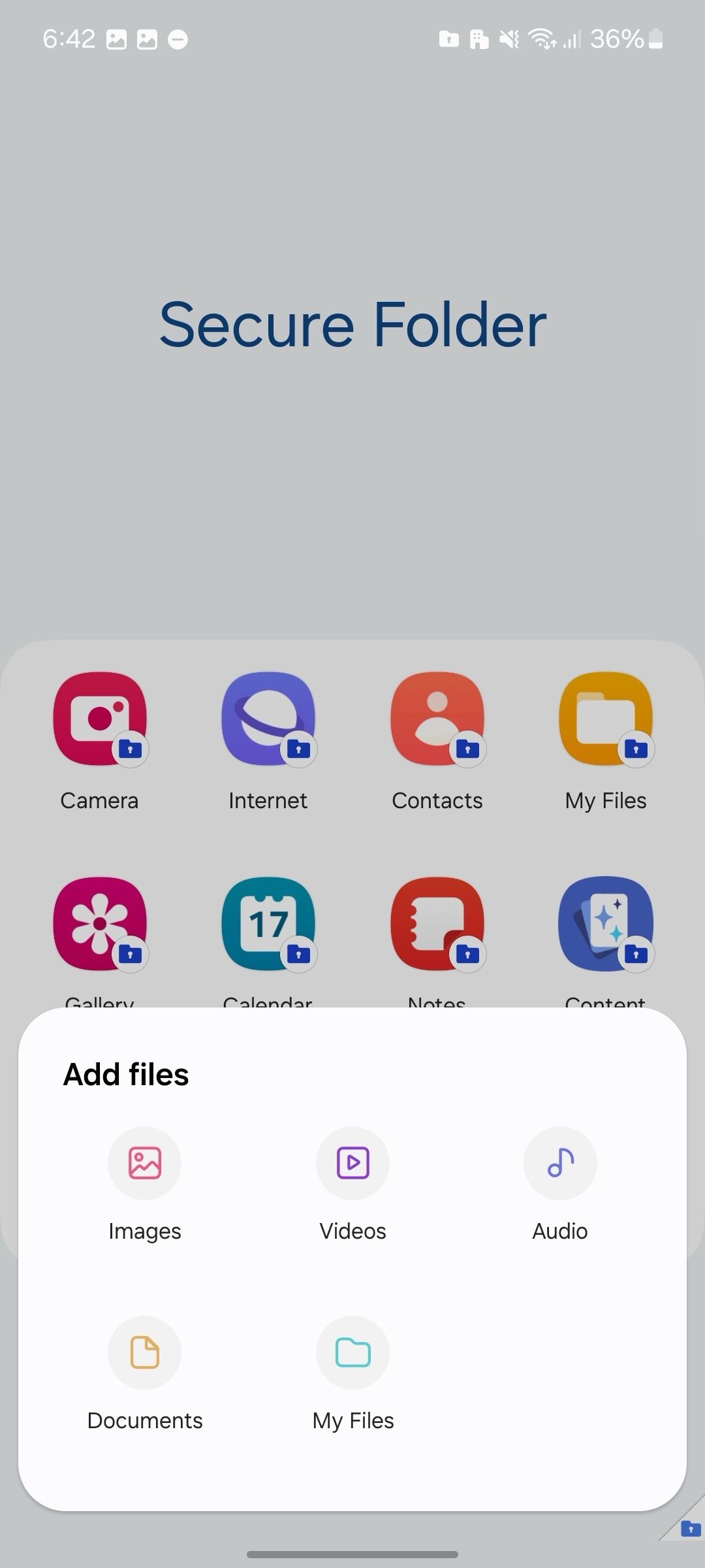 Add files and media to Secure folders