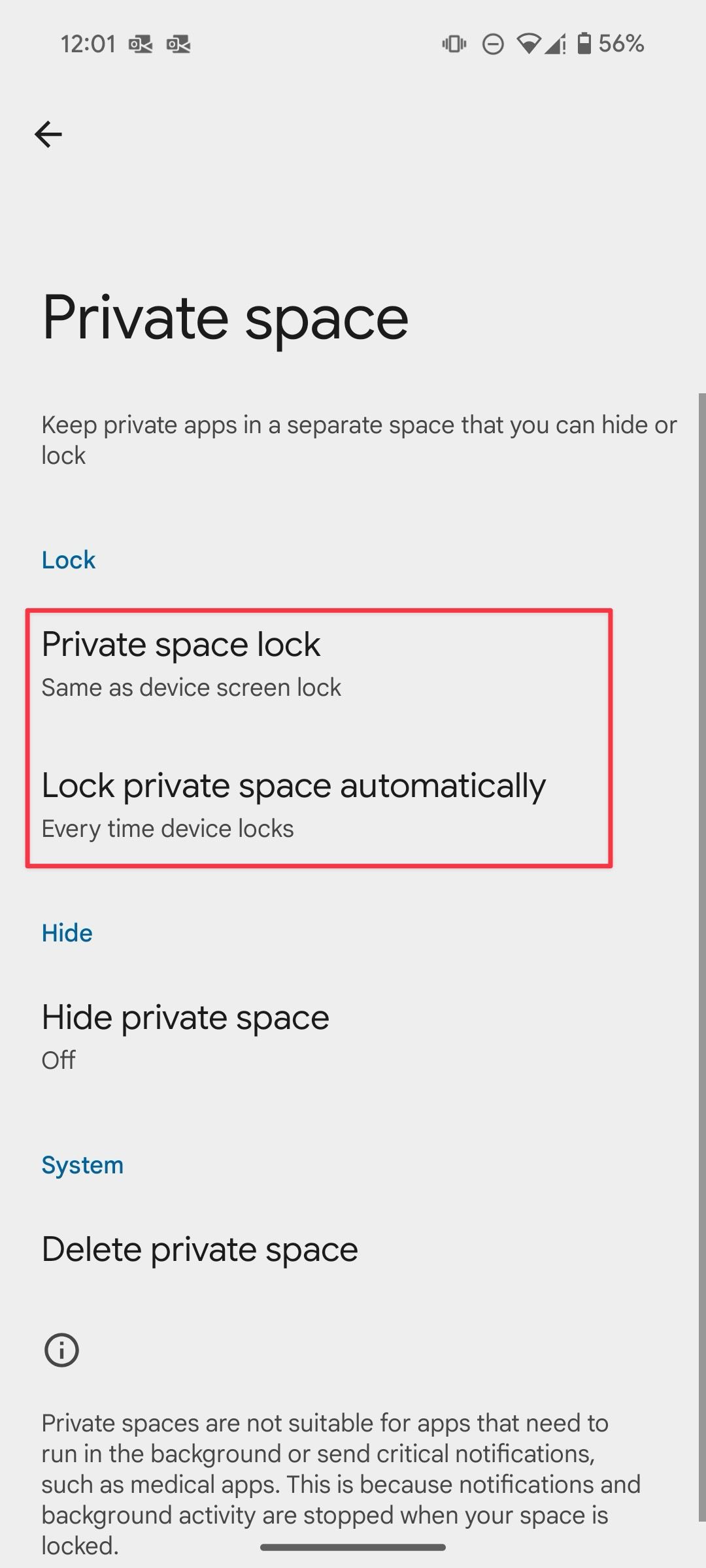 Change the private space key