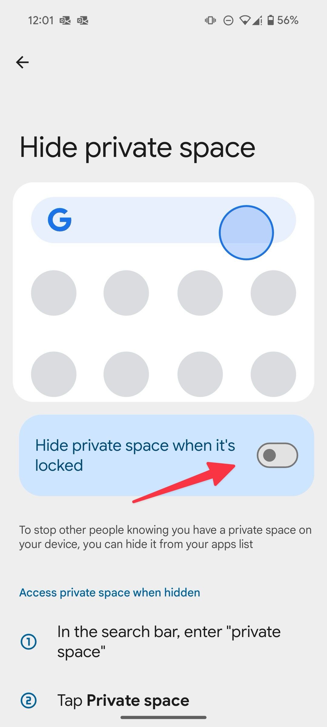 Disable Private Space on Android