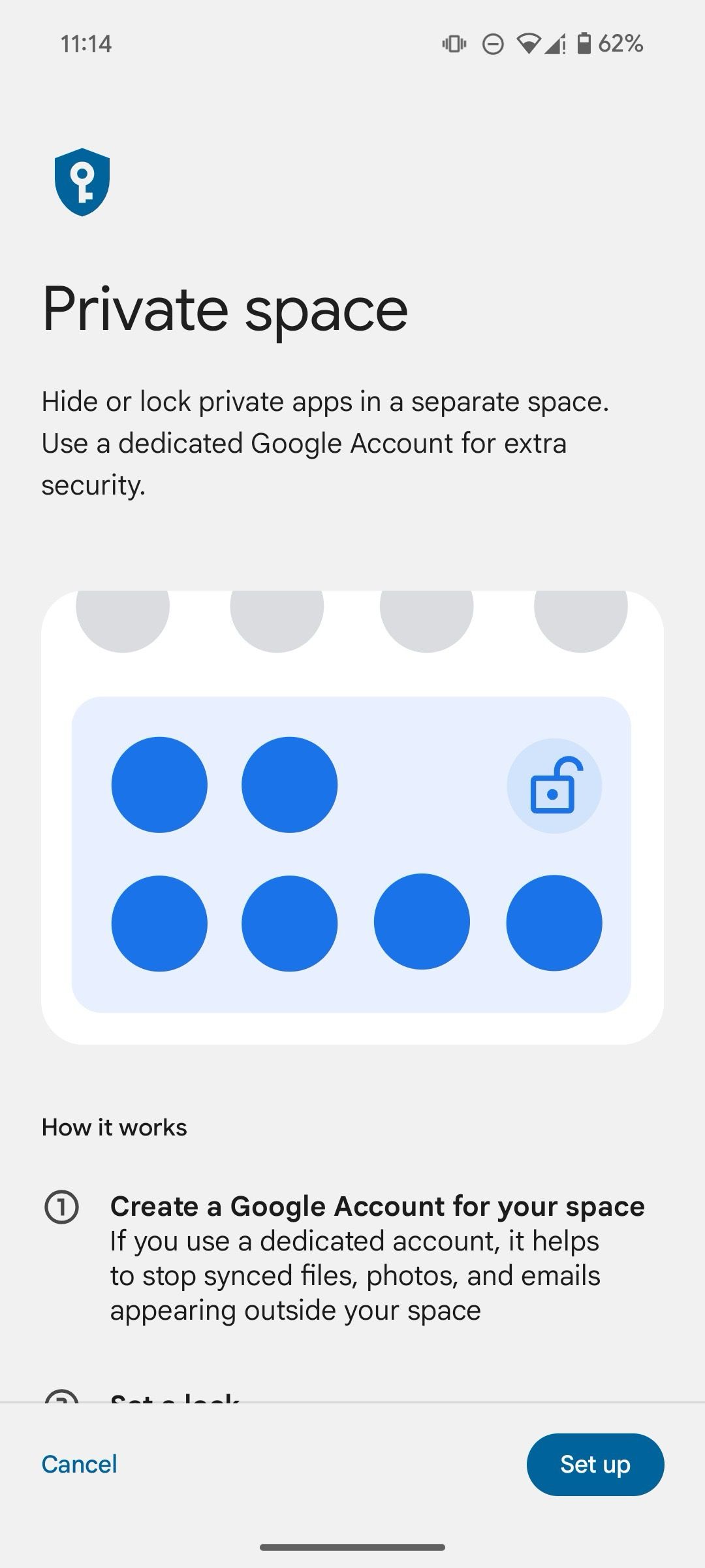 Set up a private space on Android 15