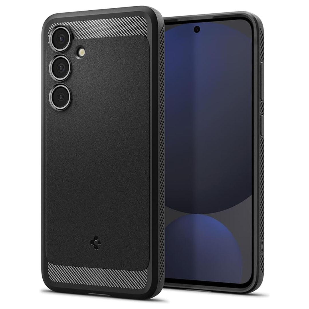A render of the Galaxy S24 FE in a Spigen Rugged Armor case