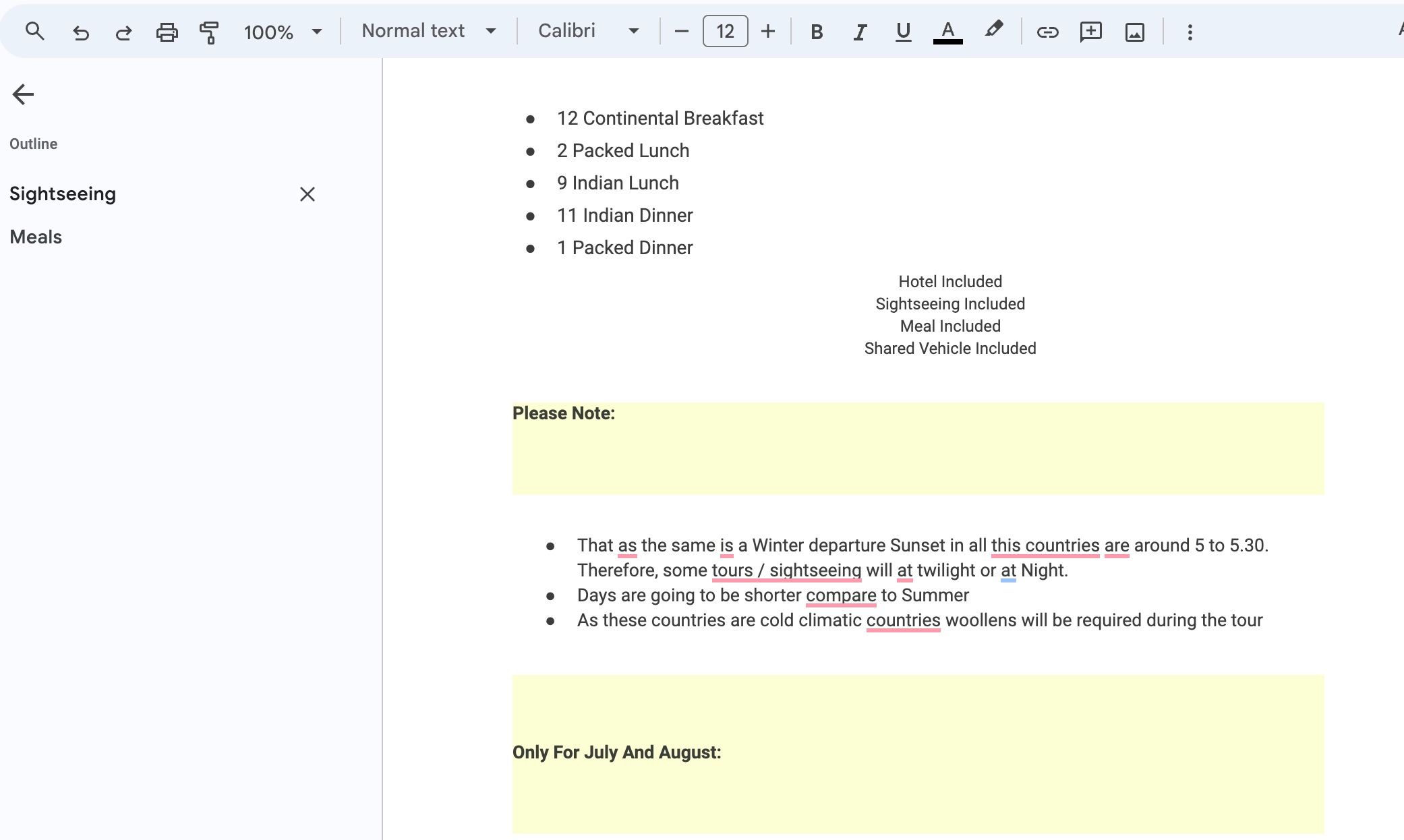 Table of content in Google Docs