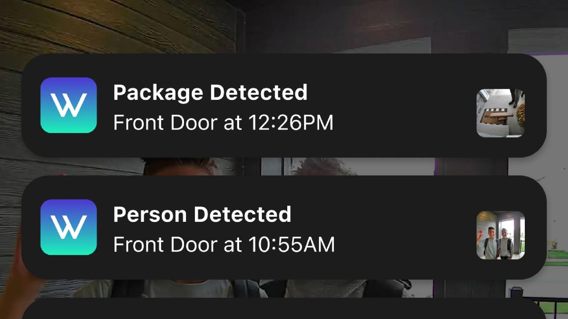 Notifications from the Wyze app.