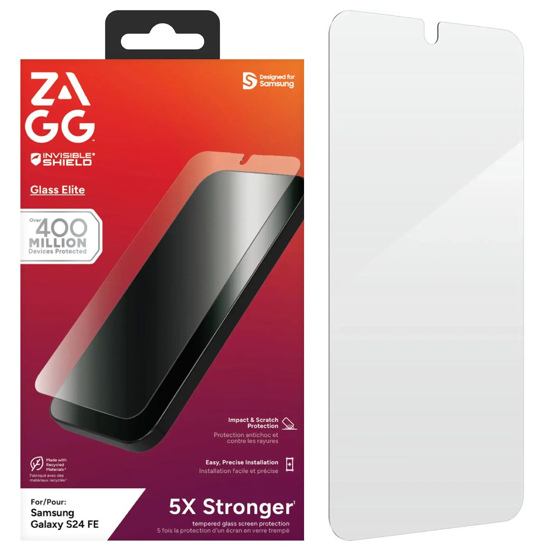 A render of the Zagg InvisibleShield Glass Elite Galaxy S24 FE screen protector