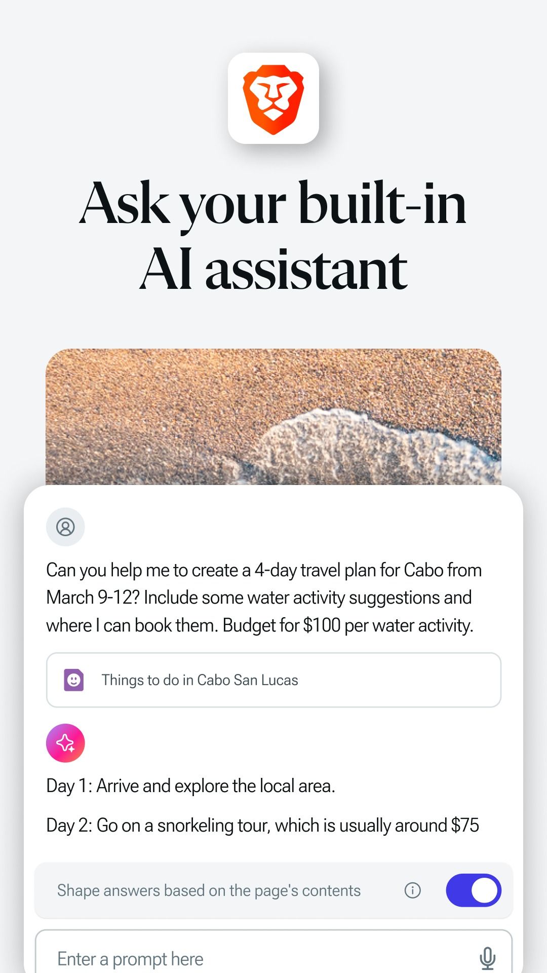 AI assistant in Brave browser