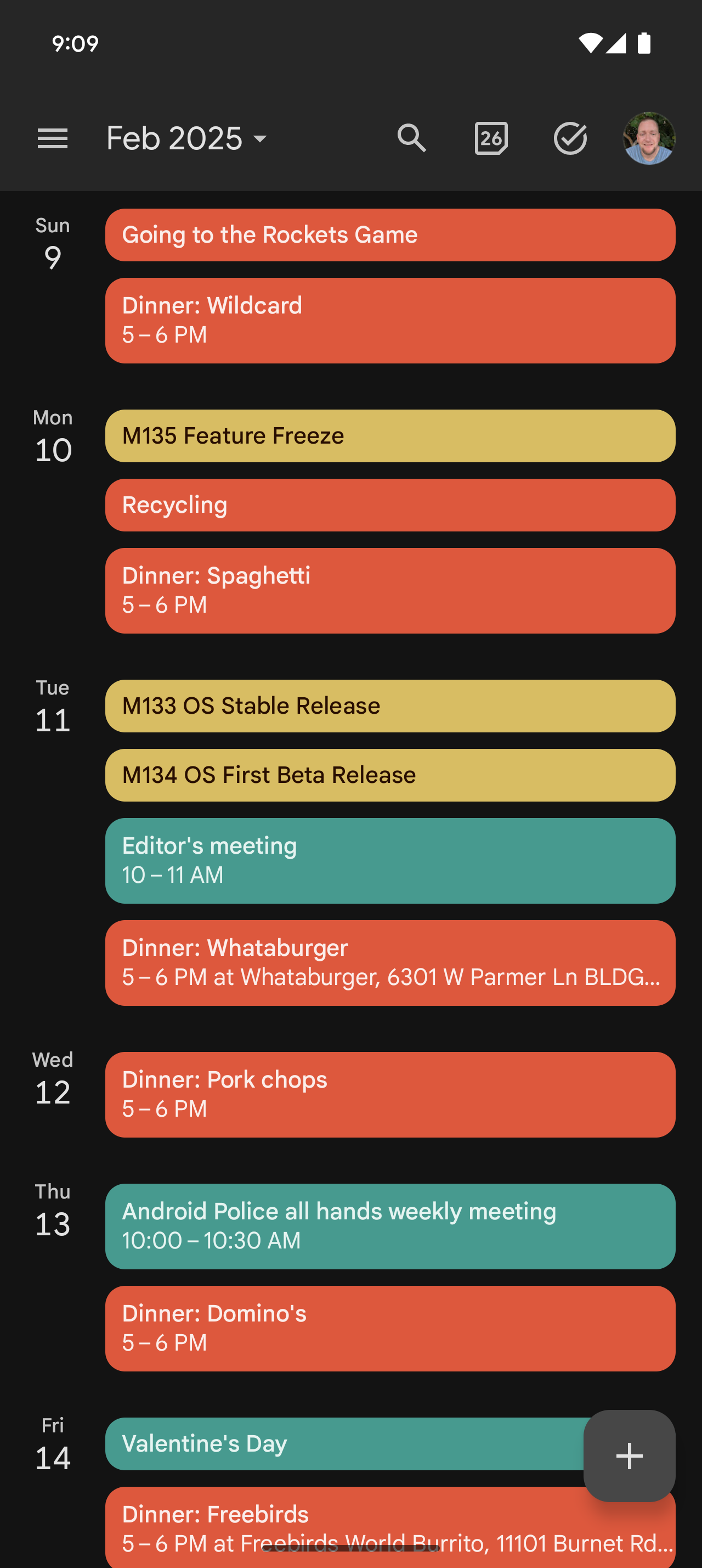 Screenshot of Google Calendar with event illustrations turned off.