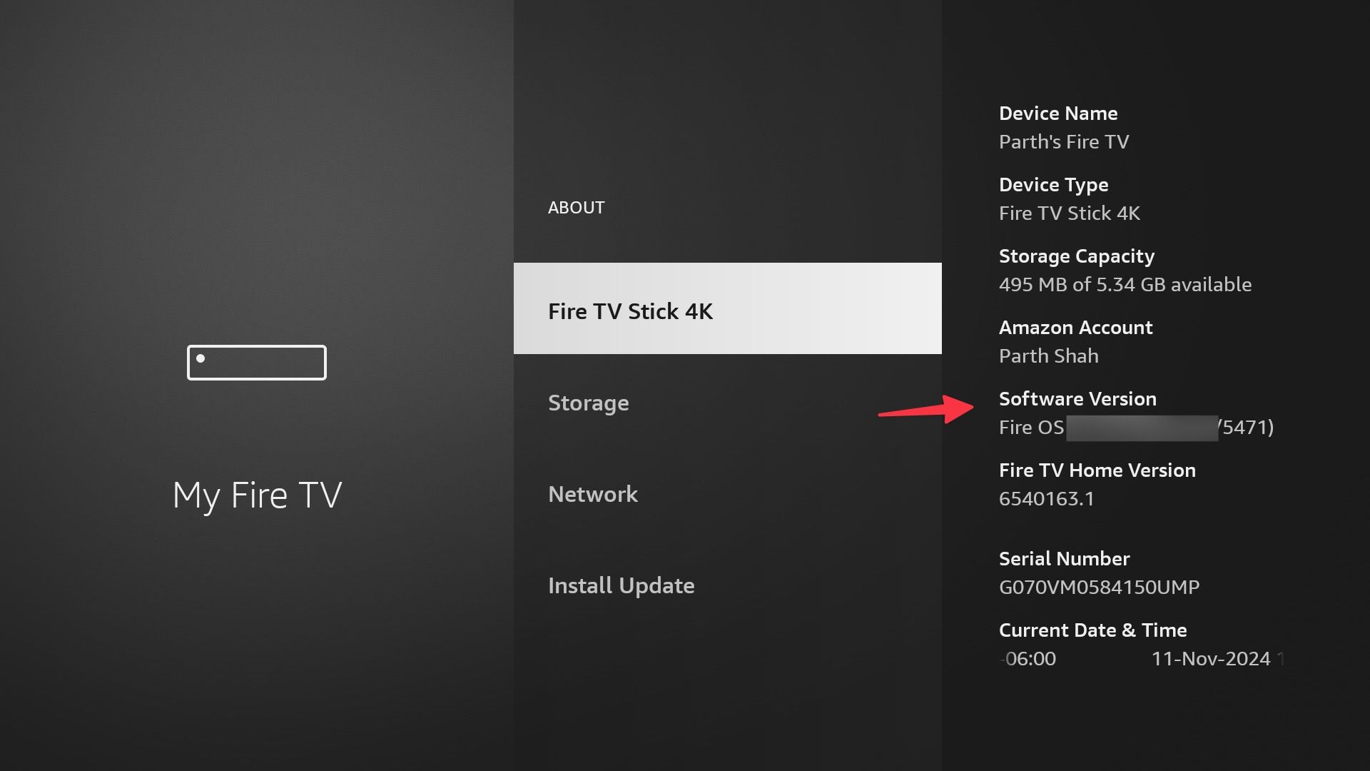 FireOS software version 