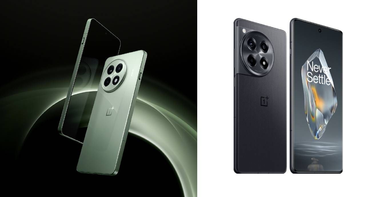 (Left) an image of the leaked OnePlus Ace 5 and an image of the OnePlus 12R (right).