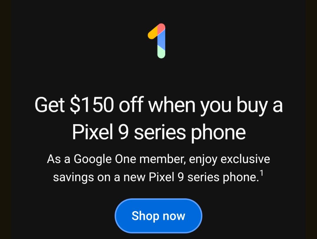 Google Pixel 9 Google One discount email