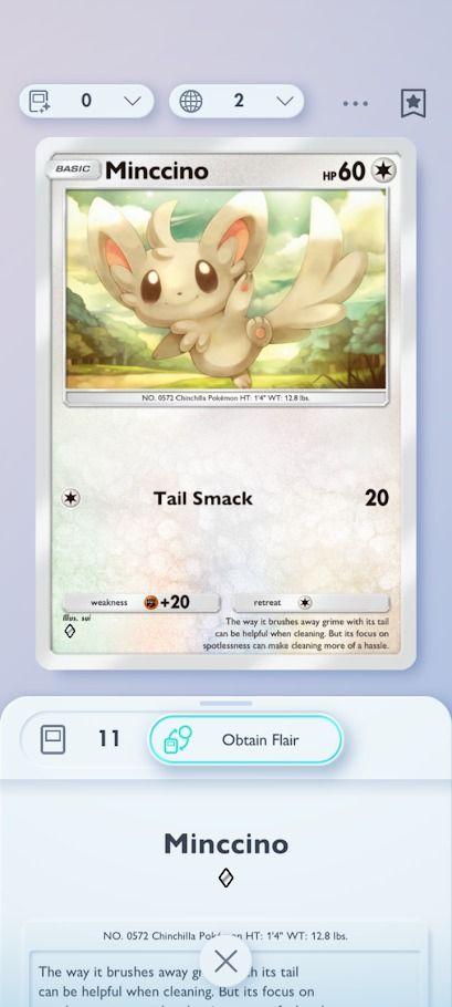 The Pokemon TCG Pocket Minccino card in English