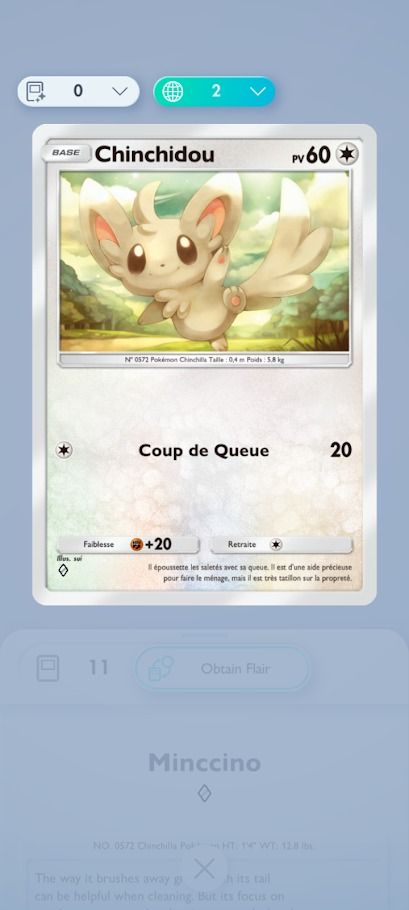 The Pokemon TCG Pocket Chinchidou card in French