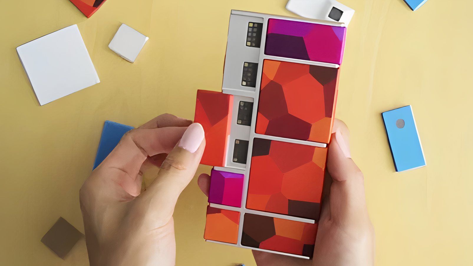 Project Ara phone with blocks being removed.