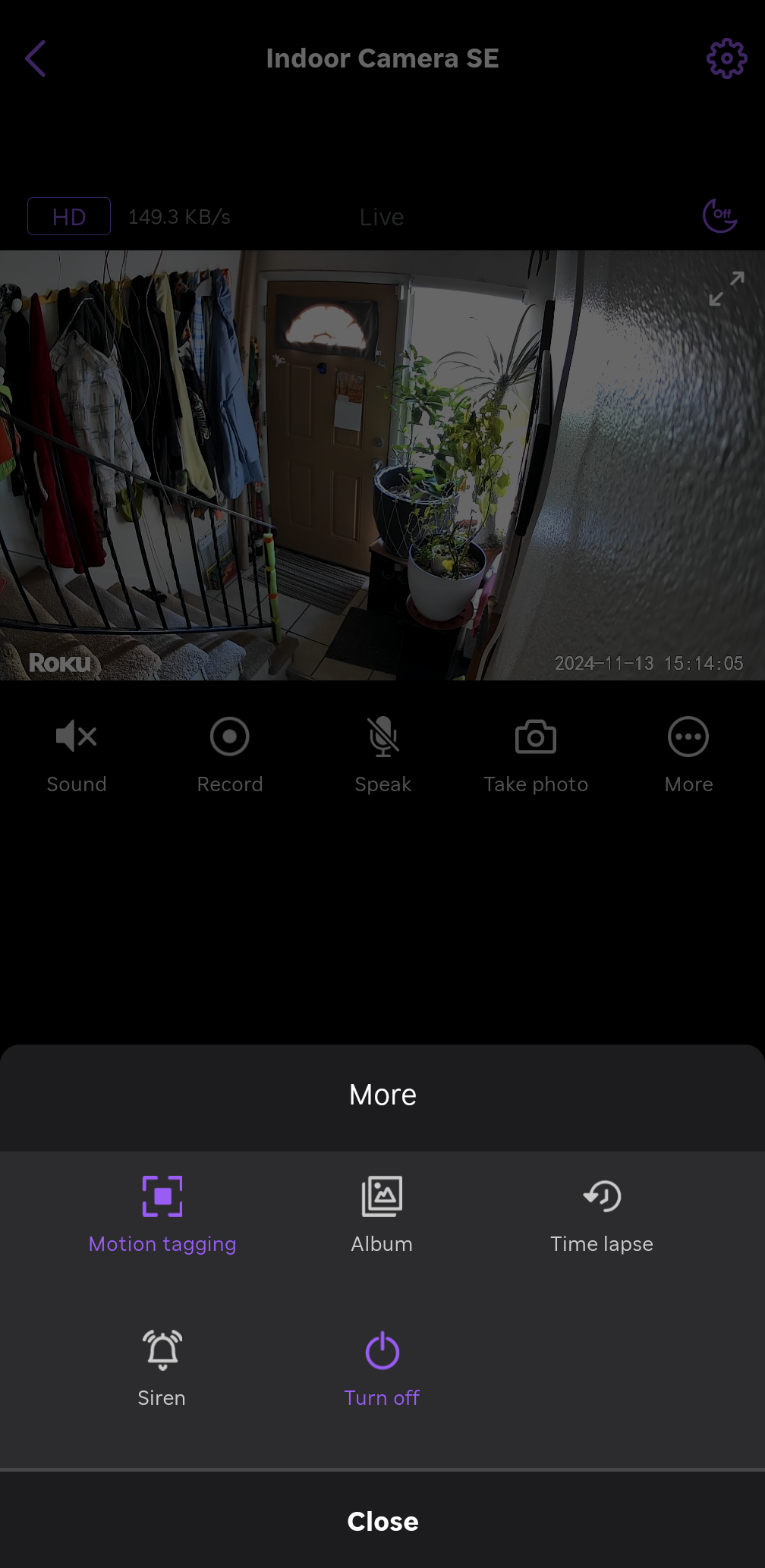 Roku Indoor Camera SE direct offer with additional settings