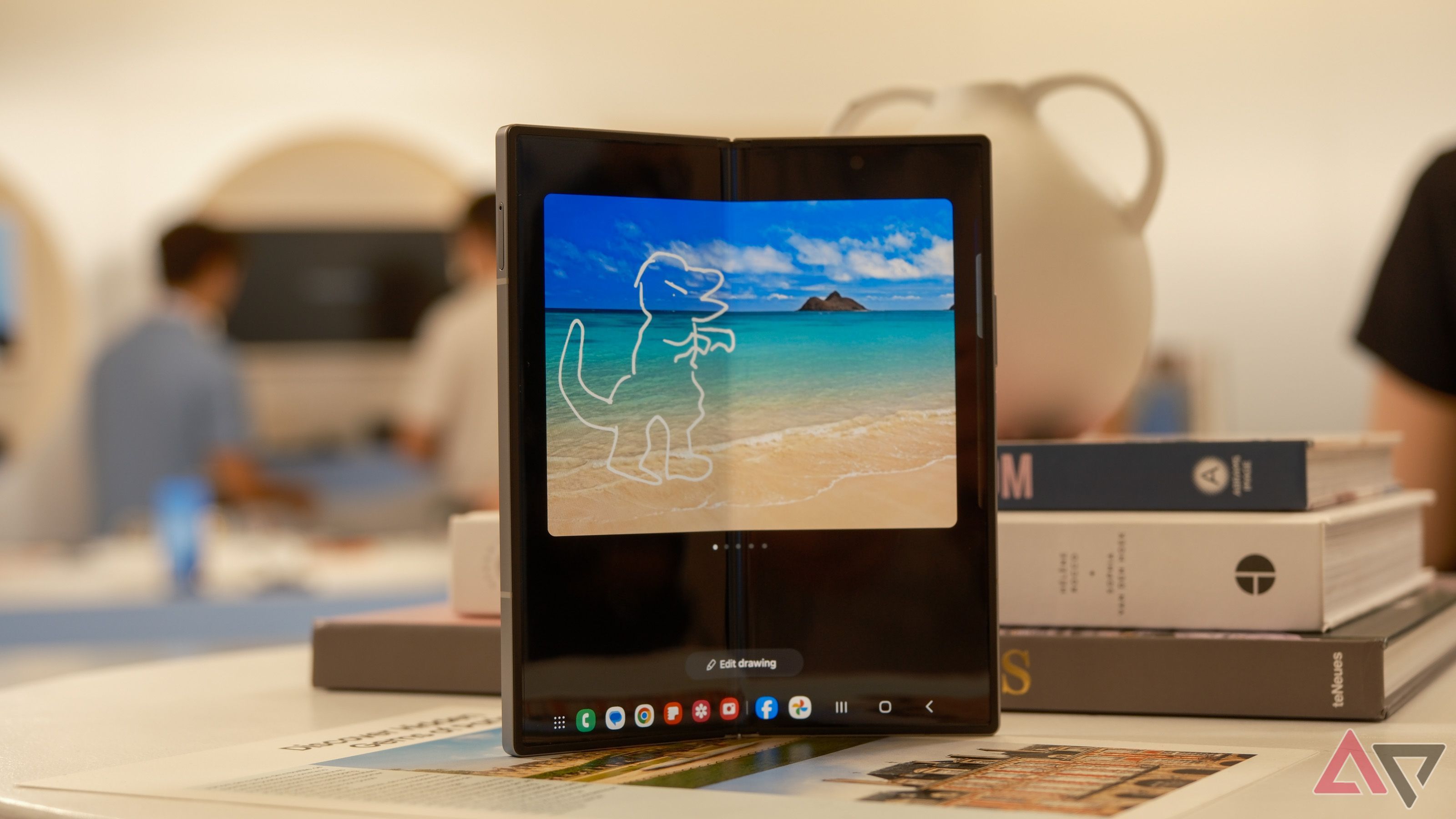 A Samsung Galaxy Z Fold 6 displaying an AI drawing on the screen