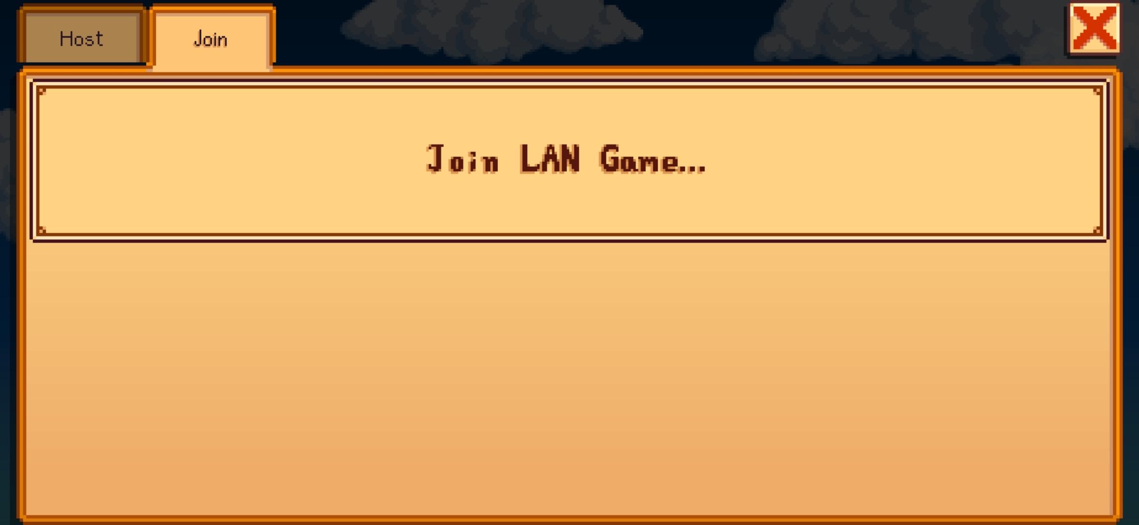 Stardew Valley's Join LAN Game option in the Join tab