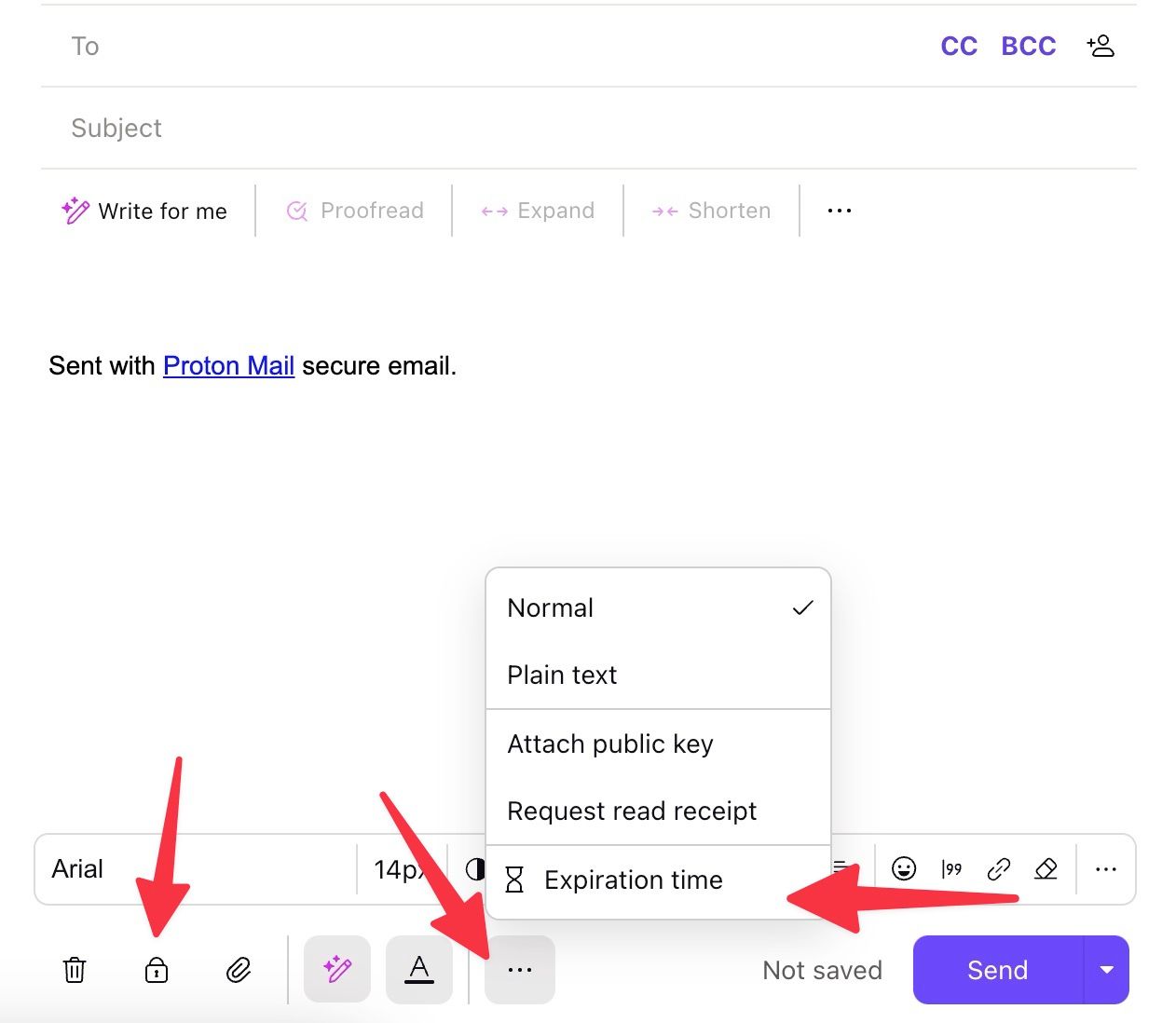 Set encryption for Proton Mail messages