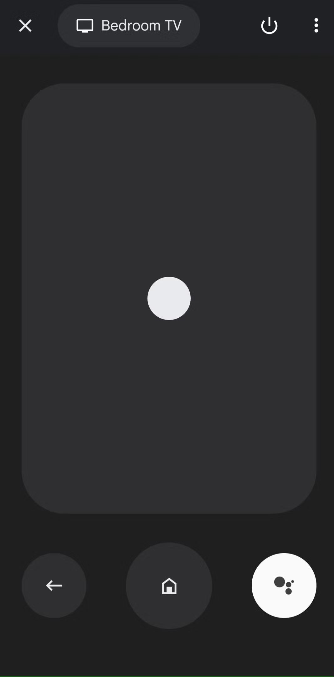A screenshot of the Google TV Mobile Remote for Bedroom TV