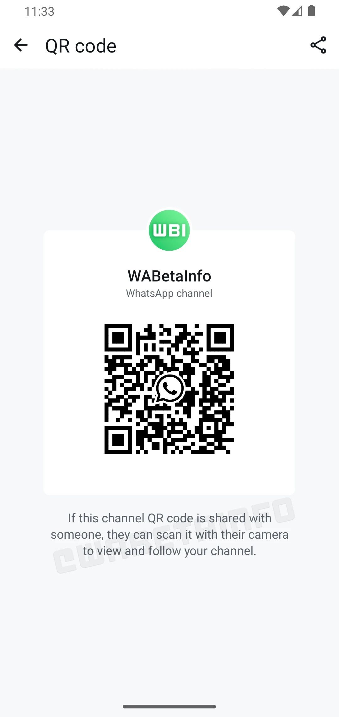 Kênh WhatsApp chia sẻ mã QR-WABI