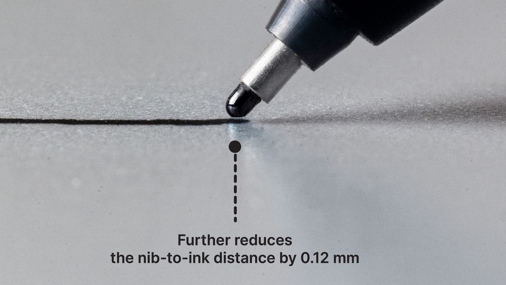 Stylus on Supernote A5 X2 showing reduced nib-to-ink distance