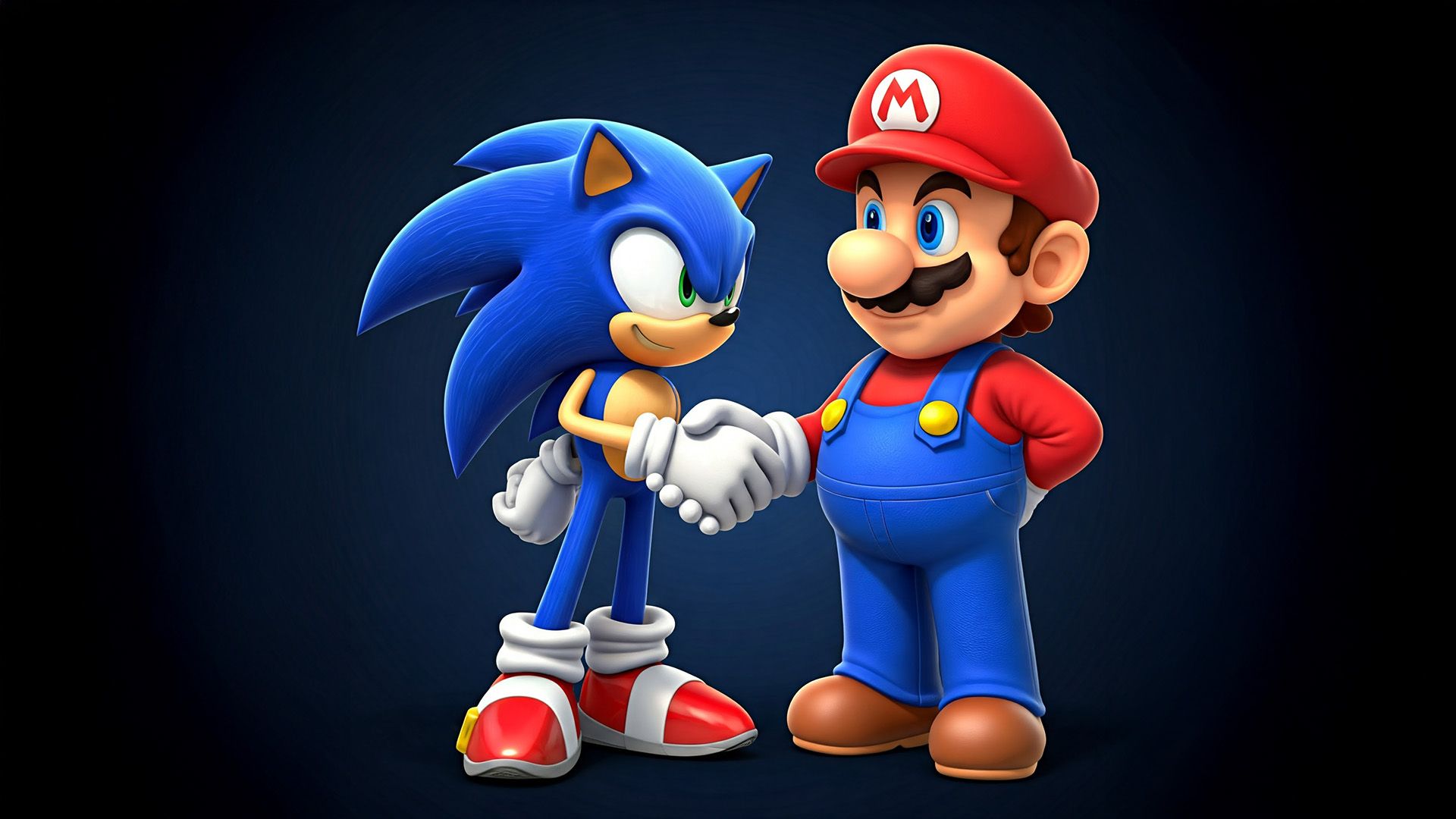 ai image of sonic the hedgehog and super mario shaking hands