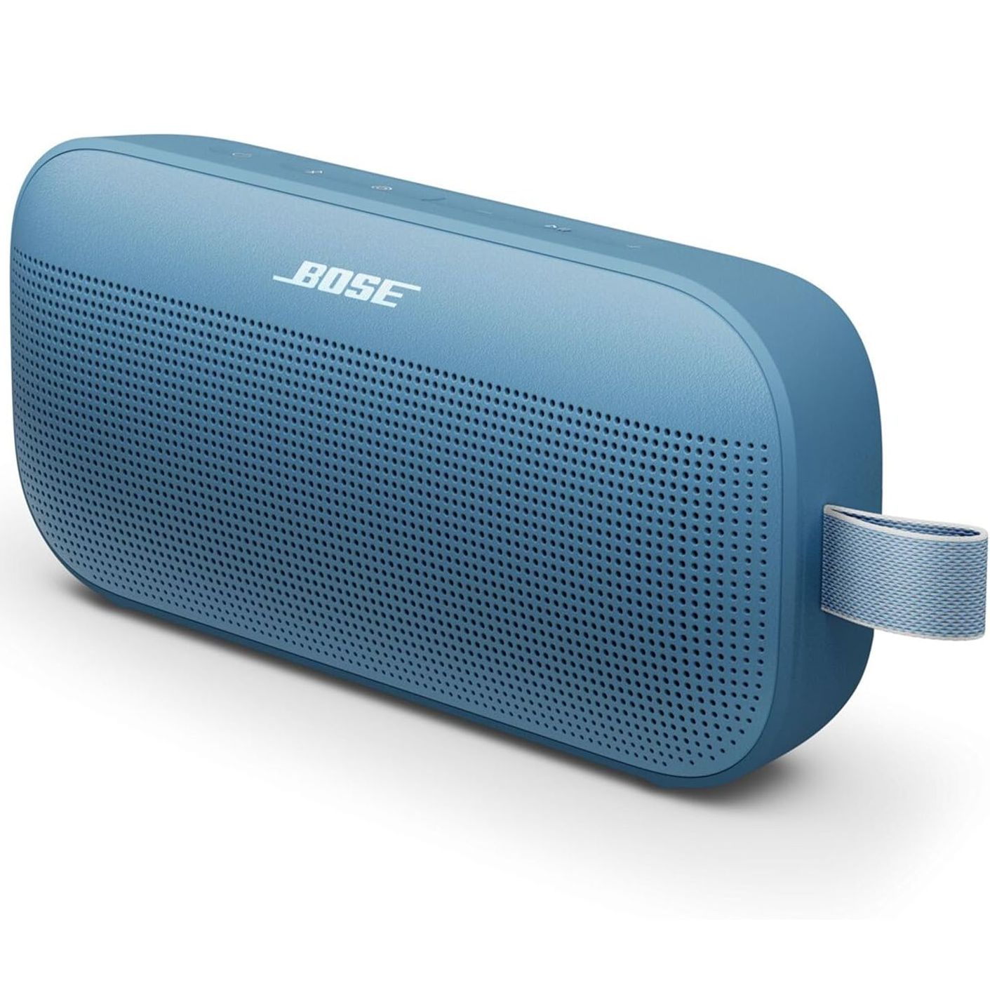 Blue Bose SoundLink Flex (2nd Gen) speaker on a white background