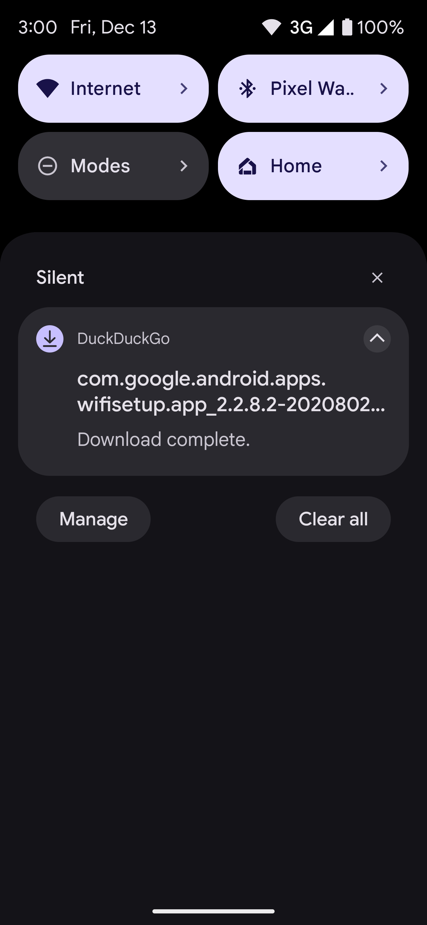 The download complete notification for the Device Utility app.