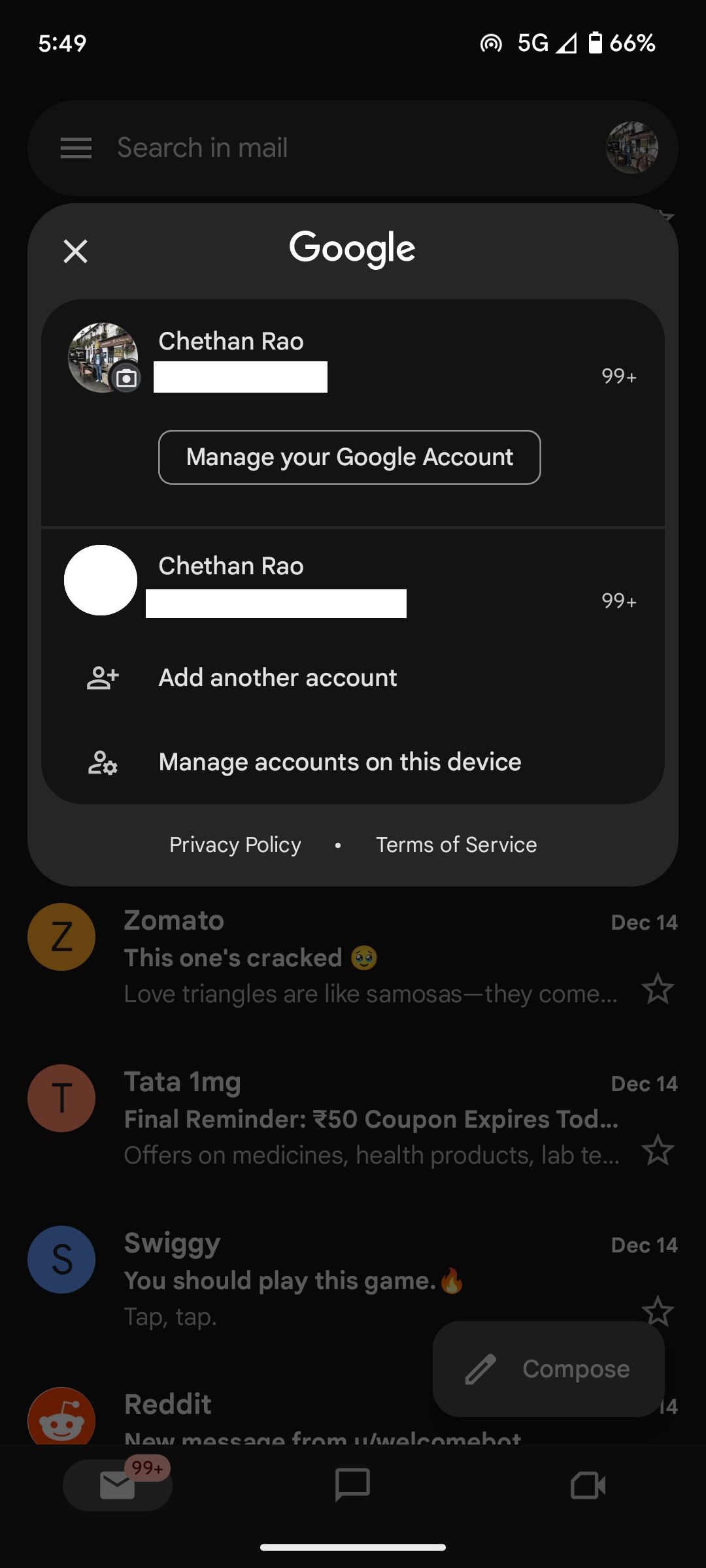 Gmail Account Switcher Current