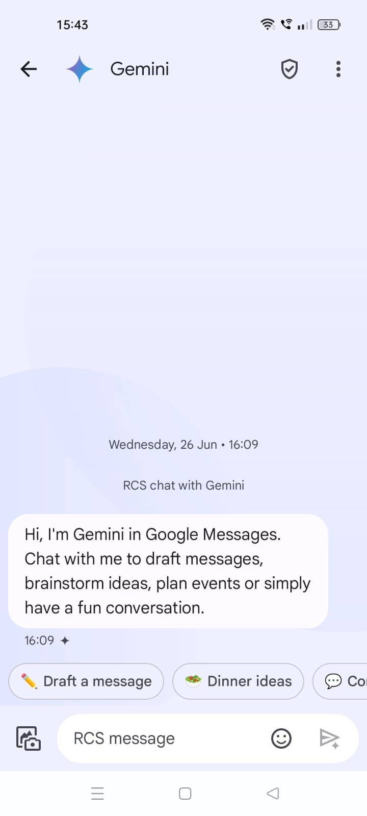 Screenshot showing a chat with Gemini in Google Messages 