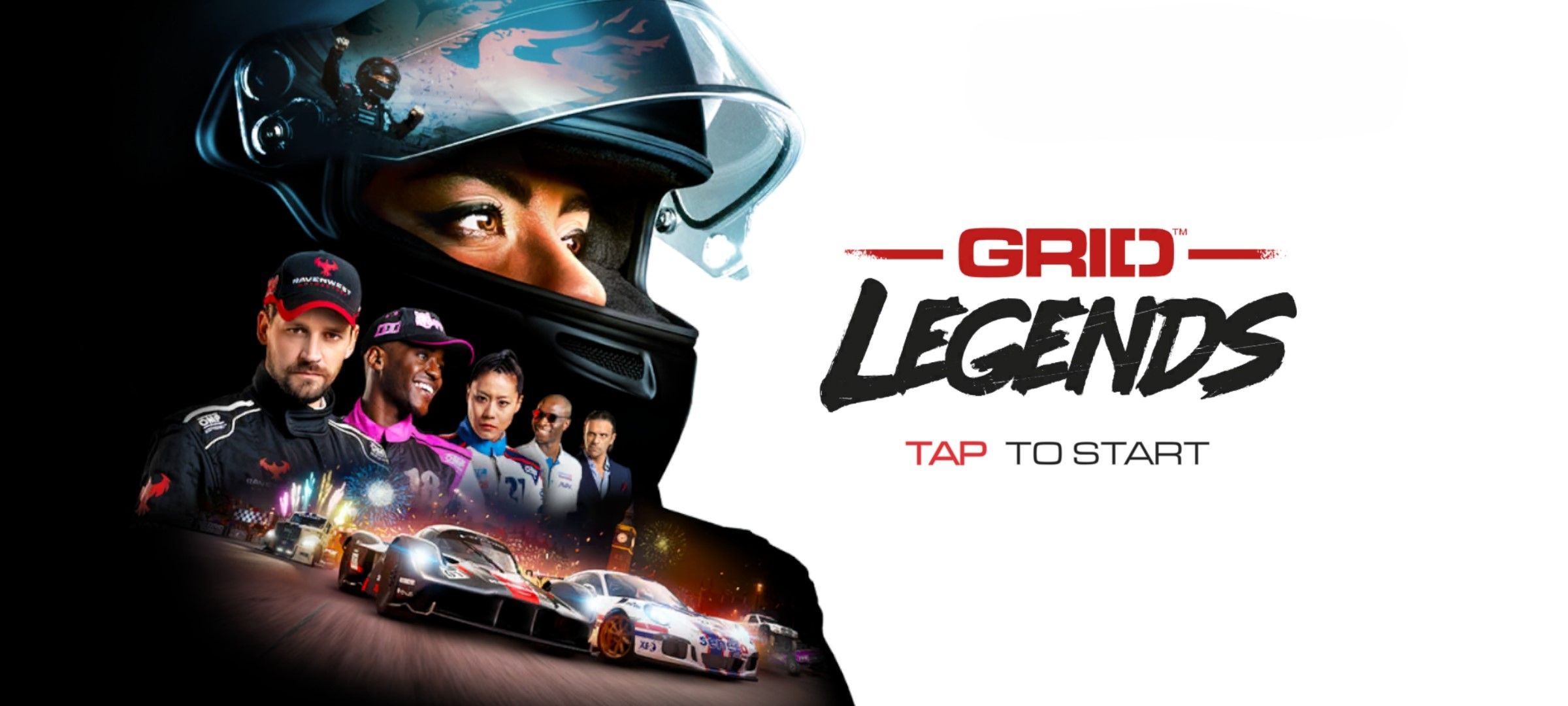 GRID Legends Deluxe Edition start screen screenshot showing drivers and cars with game logo