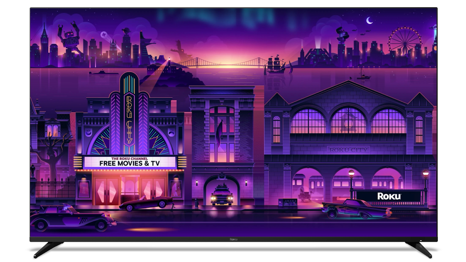 Screenshot of the new Roku City on a TV.