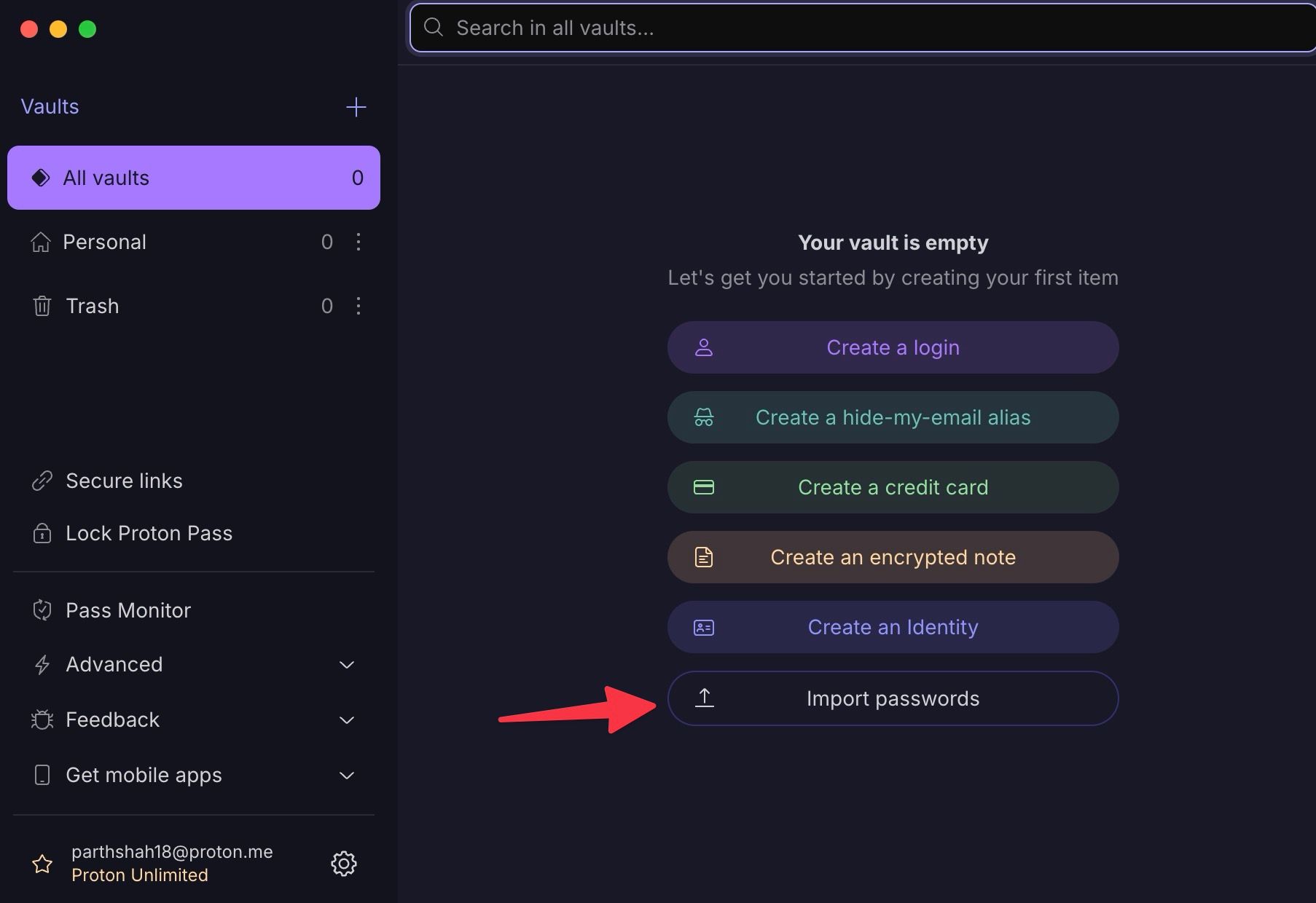 Import passwords in Proton Pass