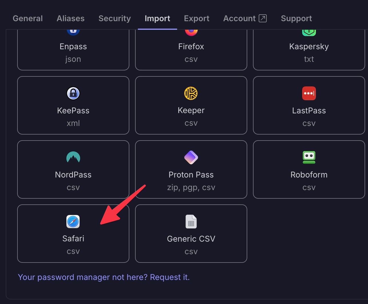 Import Safari passwords in Proton