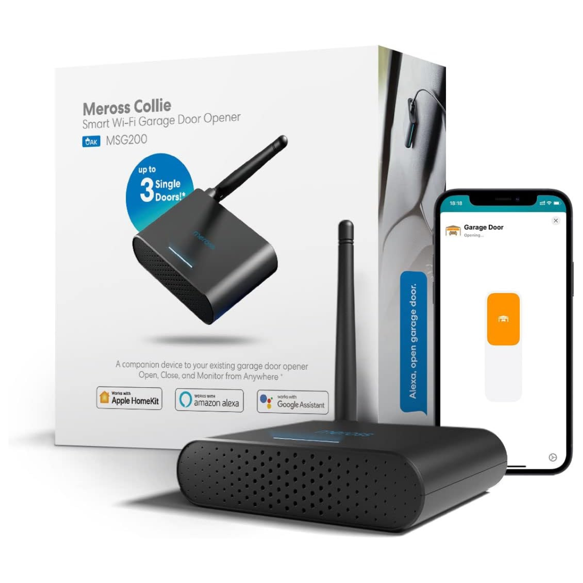 Meross Garage Door Opener with External Antenna.