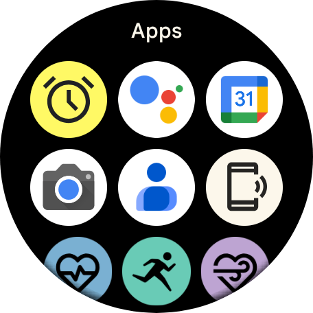App icons on Pixel Watch running Wear OS