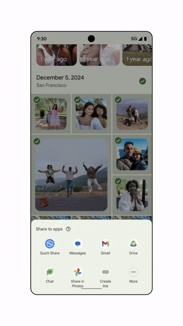 A GIF highlighting Quick Share's new QR code option.