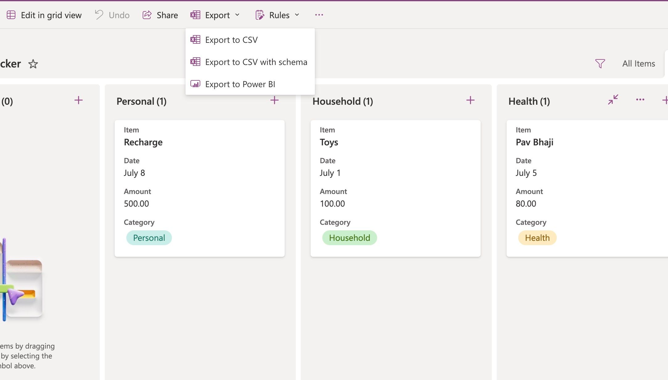 Export database in CSV file