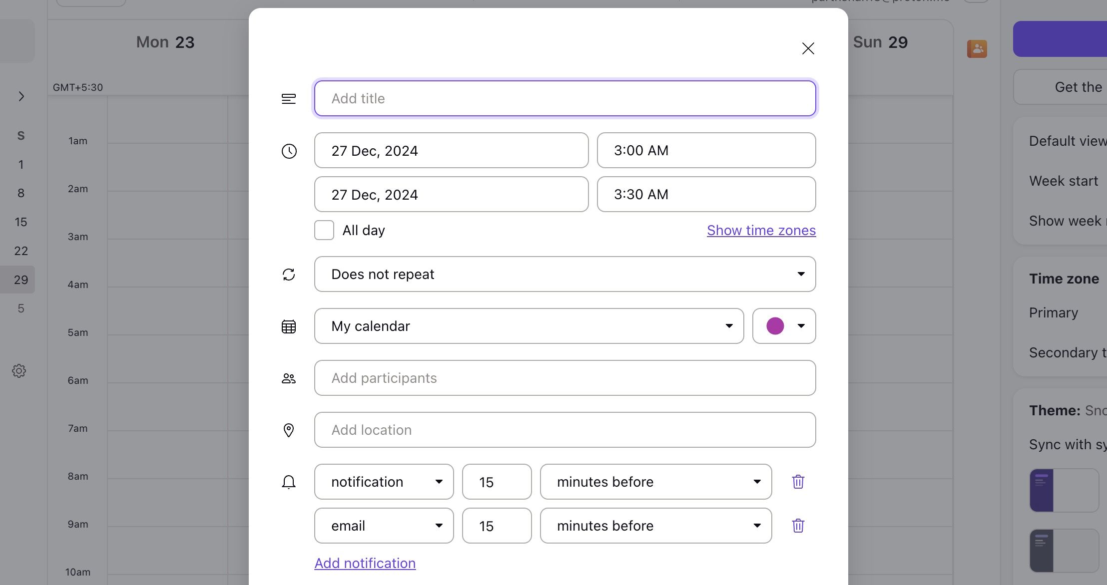 Create a new event in Proton Calendar