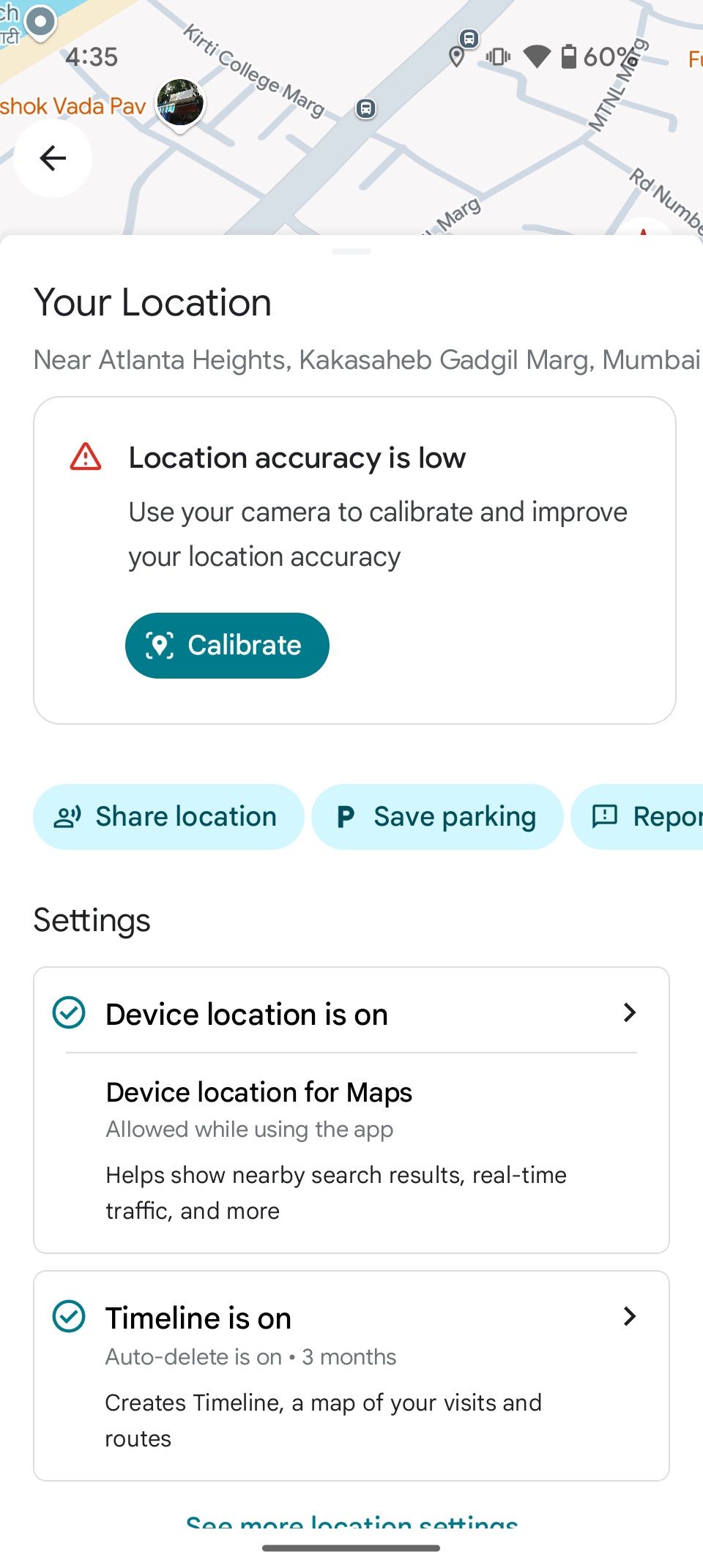 Google Maps showing Save parking option