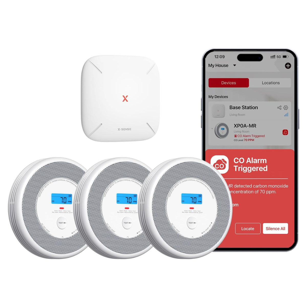 The X-Sense Smart Smoke Detector Bundle with Base Station.