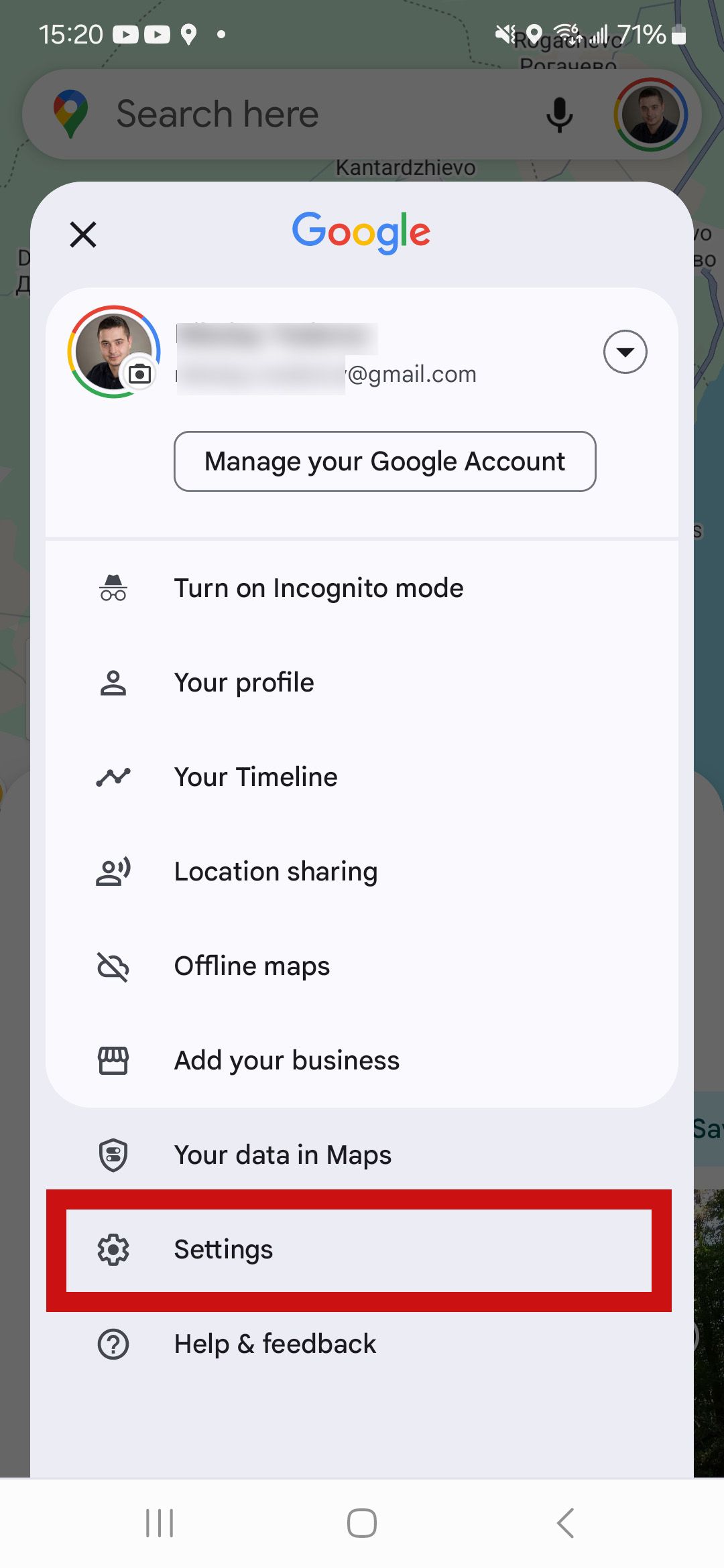 a screenshot of google maps settings screen